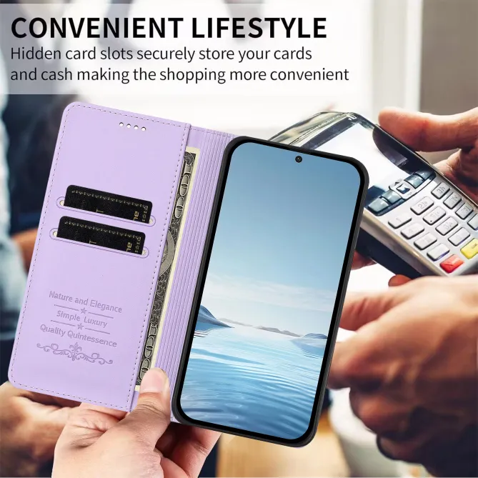 Housse portefeuille iPhone 15 effet cuir avec protection RFID