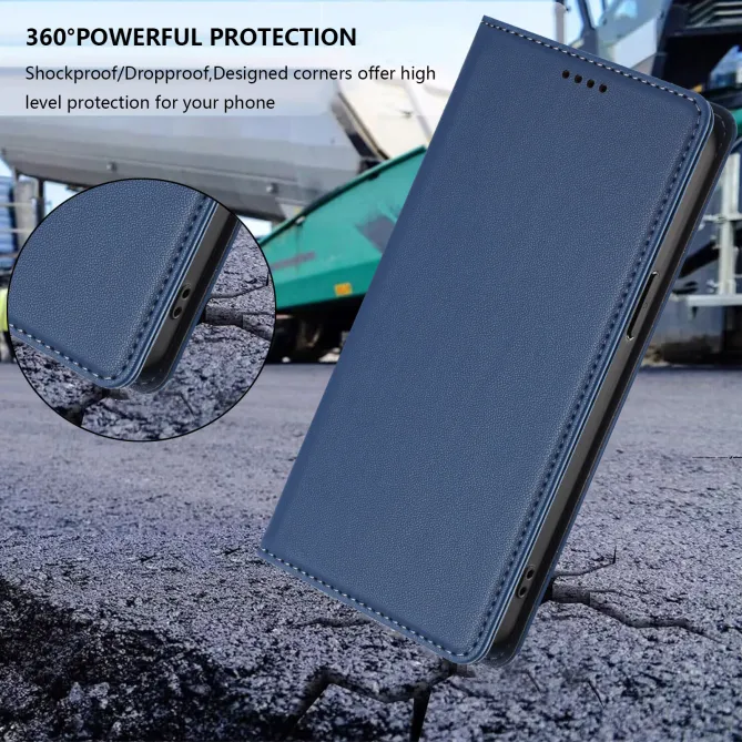 Housse portefeuille iPhone 15 effet cuir avec protection RFID