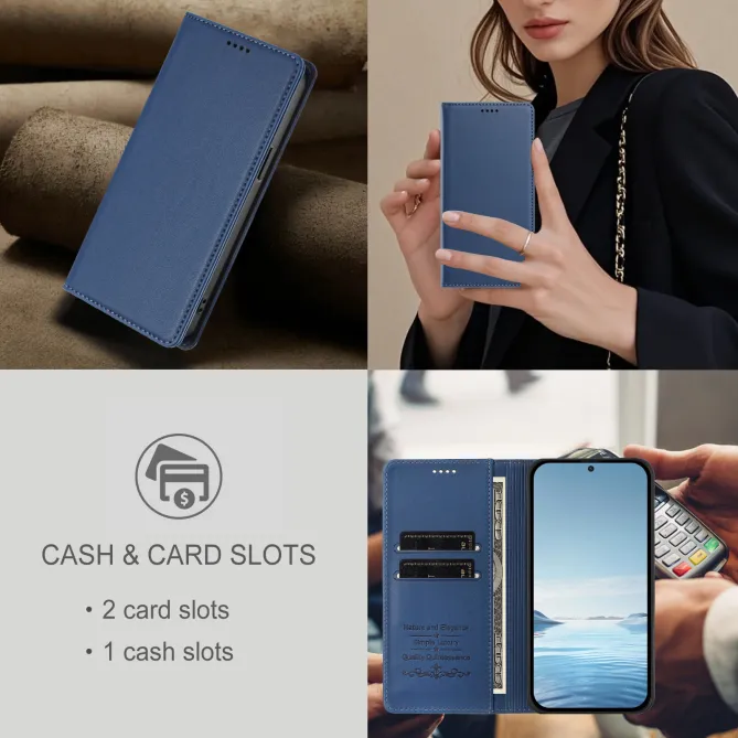 Housse portefeuille iPhone 15 effet cuir avec protection RFID