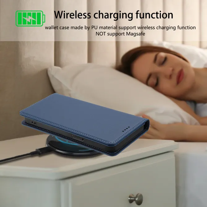 Housse portefeuille iPhone 15 effet cuir avec protection RFID