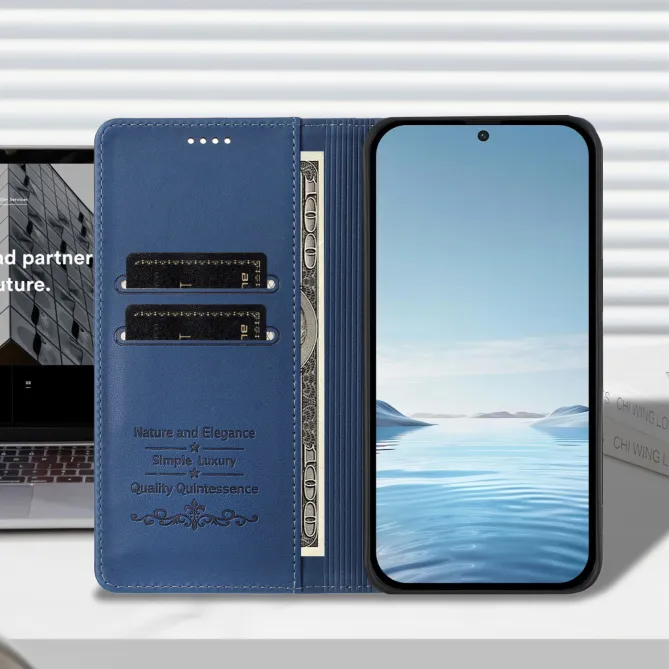 Housse portefeuille iPhone 15 effet cuir avec protection RFID