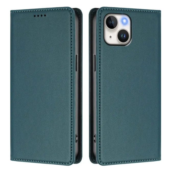 Housse portefeuille iPhone 15 effet cuir avec protection RFID