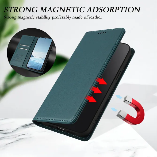 Housse portefeuille iPhone 15 effet cuir avec protection RFID