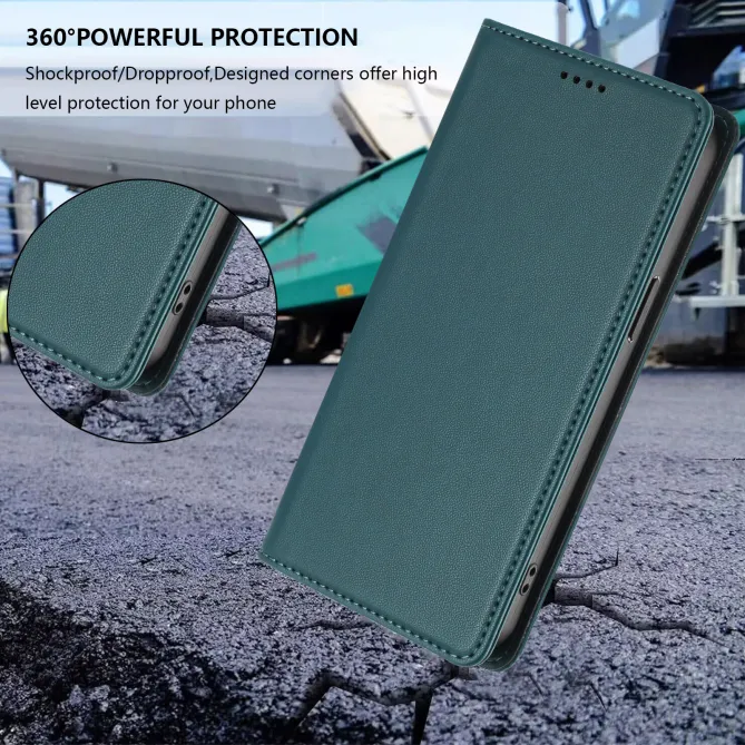 Housse portefeuille iPhone 15 effet cuir avec protection RFID