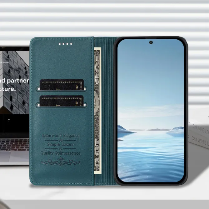 Housse portefeuille iPhone 15 effet cuir avec protection RFID