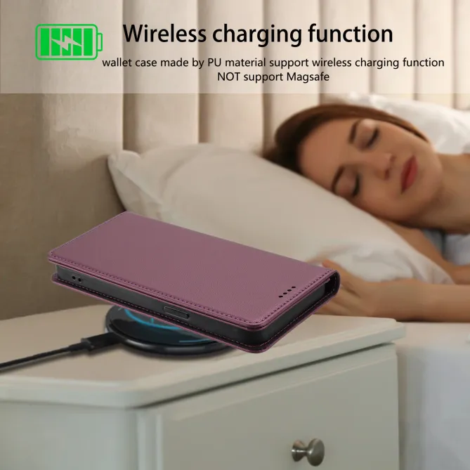 Housse portefeuille iPhone 15 effet cuir avec protection RFID