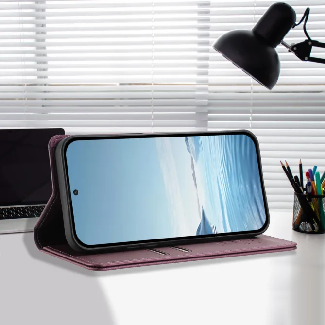 Housse portefeuille iPhone 15 effet cuir avec protection RFID