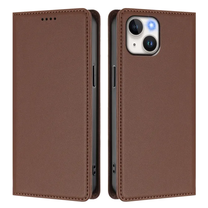 Housse portefeuille iPhone 15 effet cuir avec protection RFID