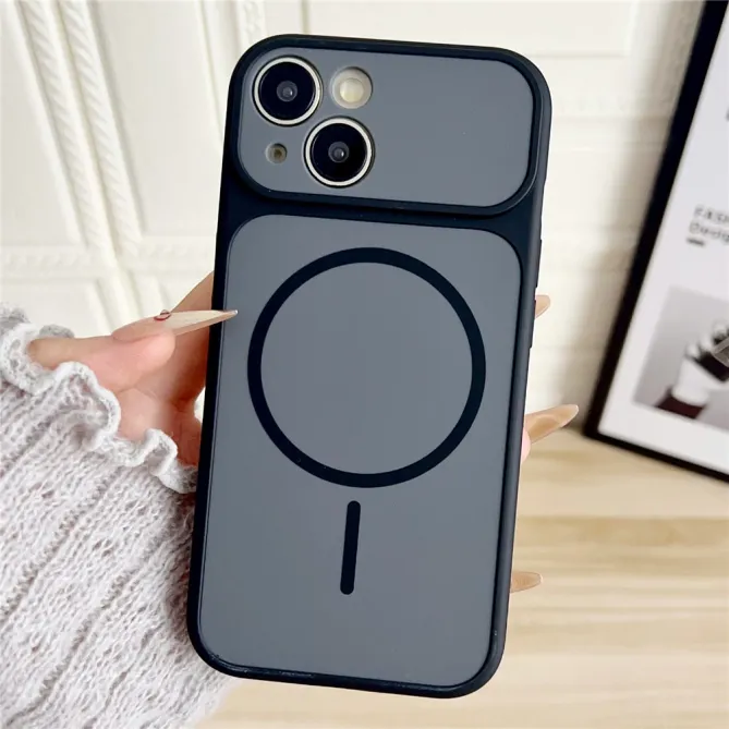Coque iPhone 15 magnétique touché peau bi-matière