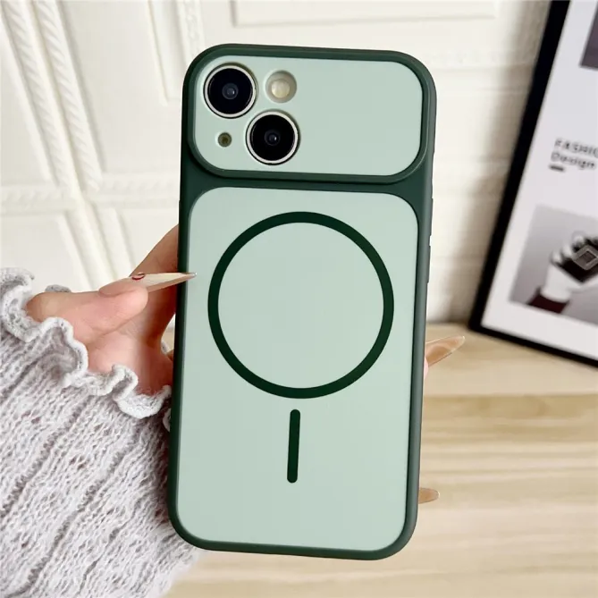 Coque iPhone 15 magnétique touché peau bi-matière