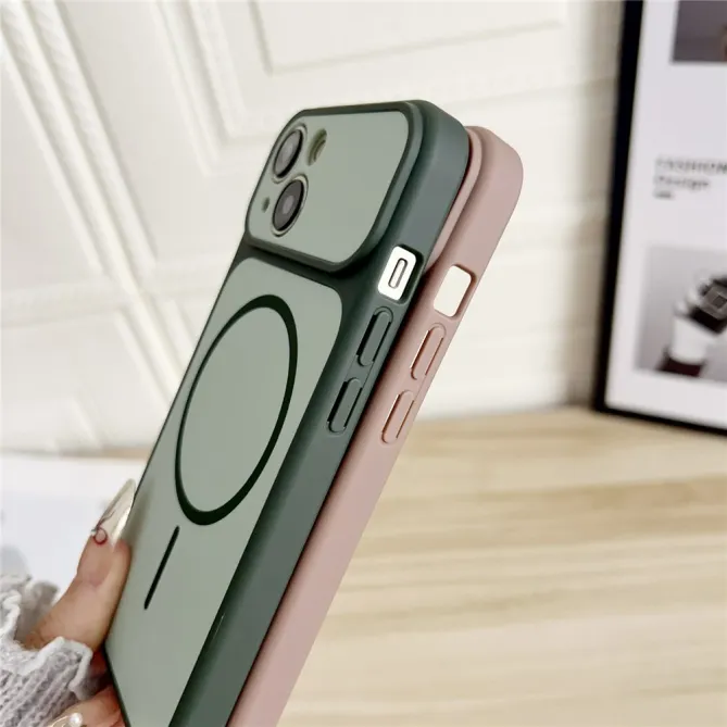 Coque iPhone 15 magnétique touché peau bi-matière