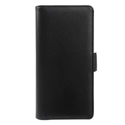 Housse iPhone 15 effet cuir grainé à double fermeture magnétique