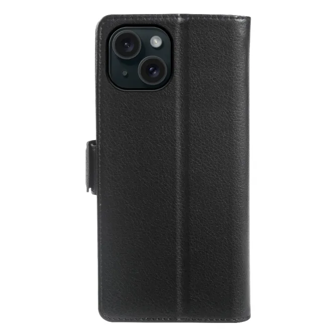 Housse iPhone 15 effet cuir grainé à double fermeture magnétique
