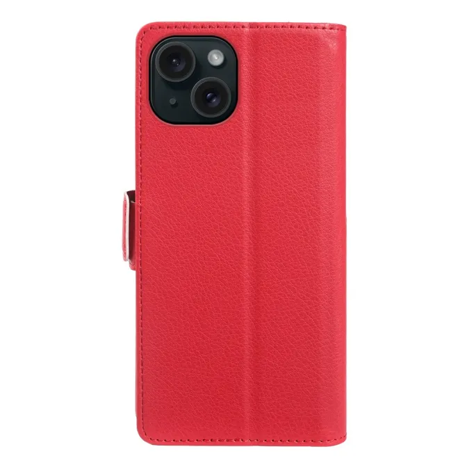 Housse iPhone 15 effet cuir grainé à double fermeture magnétique