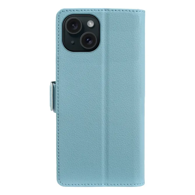 Housse iPhone 15 effet cuir grainé à double fermeture magnétique