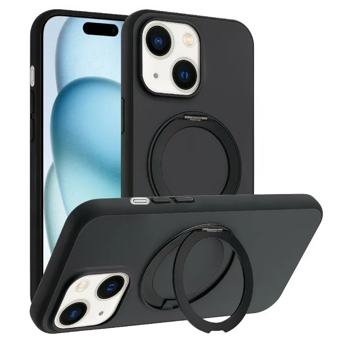 Coque iPhone 15 magnétique avec anneau rotatif support