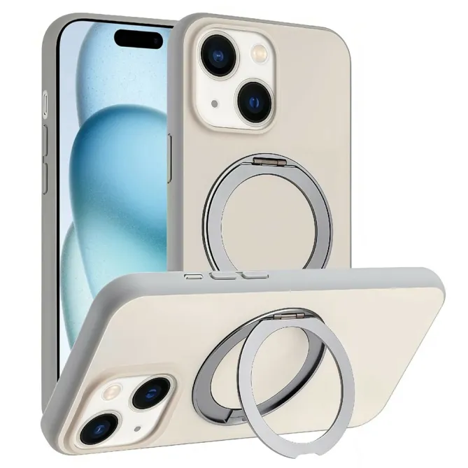 Coque iPhone 15 magnétique avec anneau rotatif support