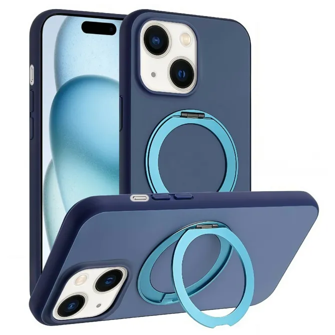 Coque iPhone 15 magnétique avec anneau rotatif support