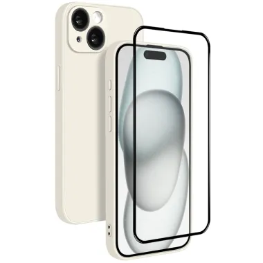 Coque iPhone 15 silicone avec verre trempé haute résistance