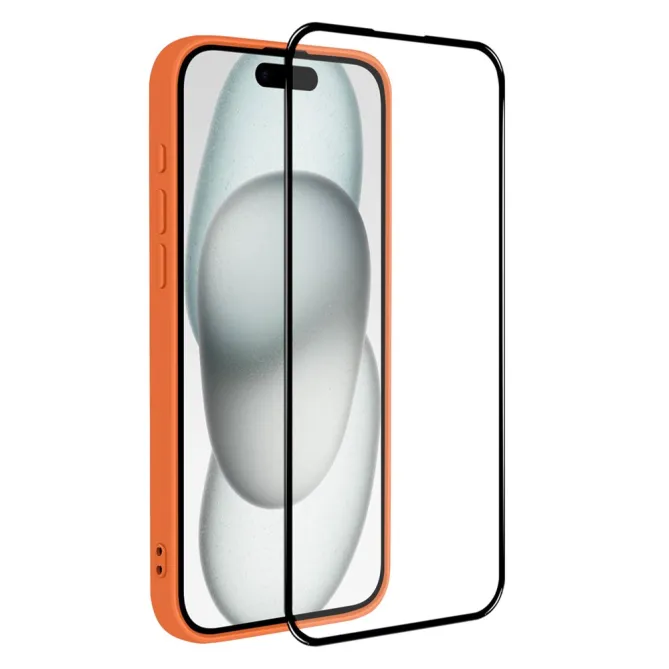 Coque iPhone 15 silicone avec verre trempé haute résistance