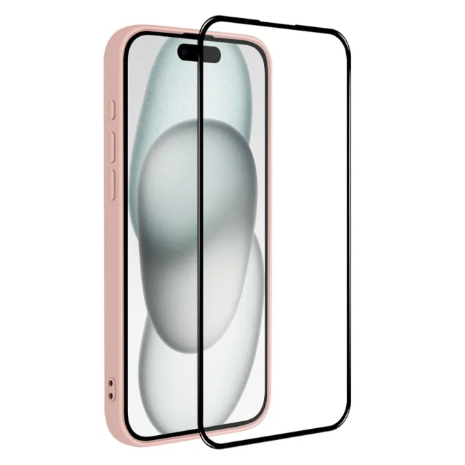 Coque iPhone 15 silicone avec verre trempé haute résistance