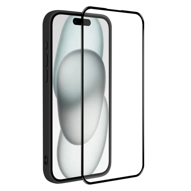 Coque iPhone 15 silicone avec verre trempé haute résistance