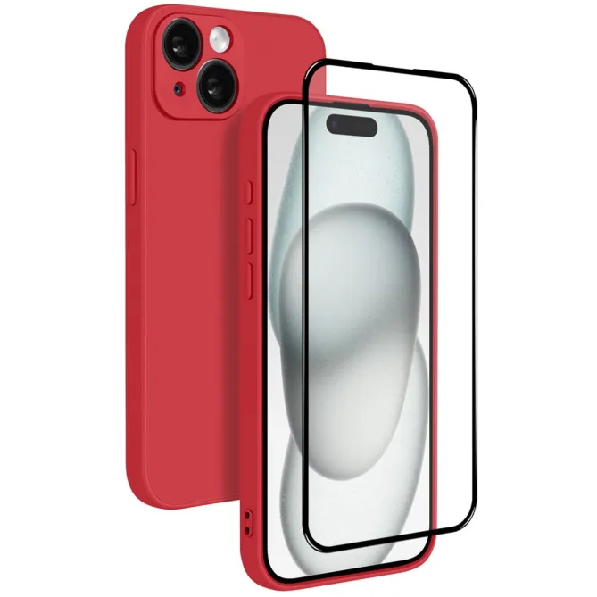 Coque iPhone 15 silicone avec verre trempé haute résistance