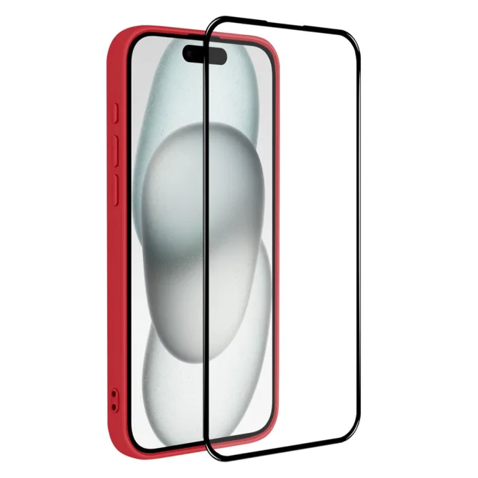 Coque iPhone 15 silicone avec verre trempé haute résistance