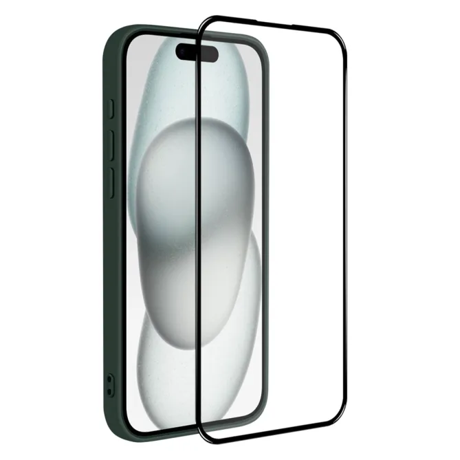 Coque iPhone 15 silicone avec verre trempé haute résistance