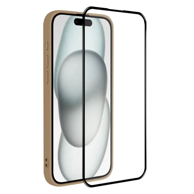 Coque iPhone 15 silicone avec verre trempé haute résistance
