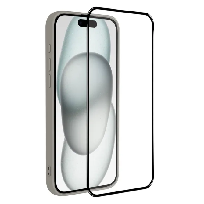 Coque iPhone 15 silicone avec verre trempé haute résistance