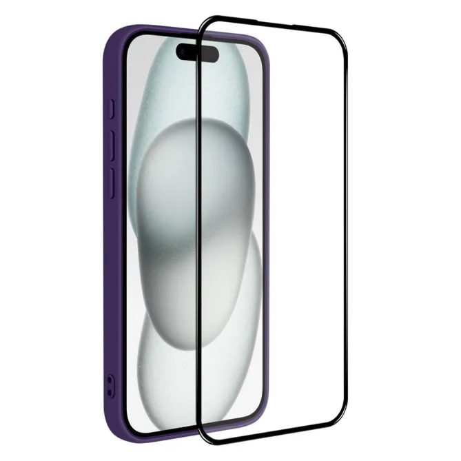 Coque iPhone 15 silicone avec verre trempé haute résistance