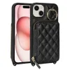 Coque iPhone 15 portefeuille zippée avec anneau et bandoulière