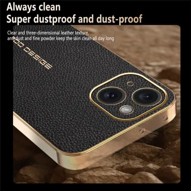 Coque iPhone 15 effet cuir grainé anti-rayures