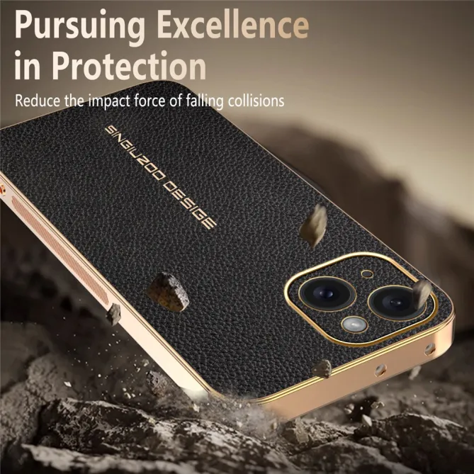 Coque iPhone 15 effet cuir grainé anti-rayures