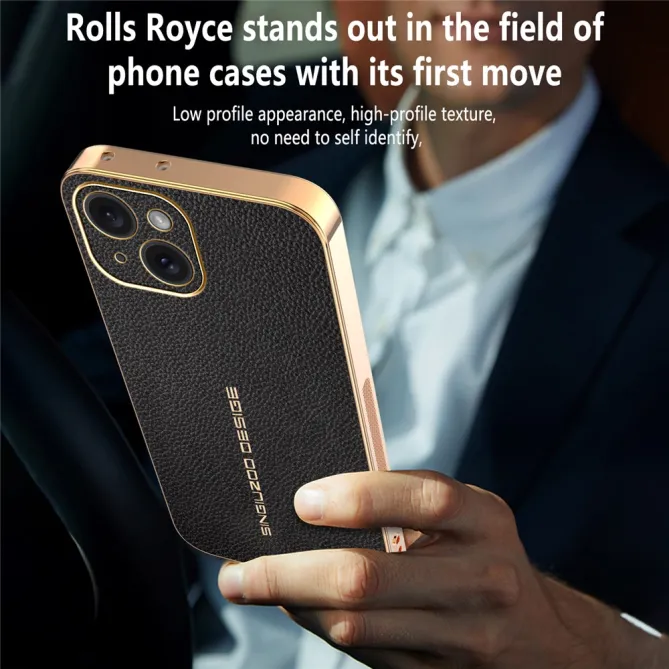 Coque iPhone 15 effet cuir grainé anti-rayures