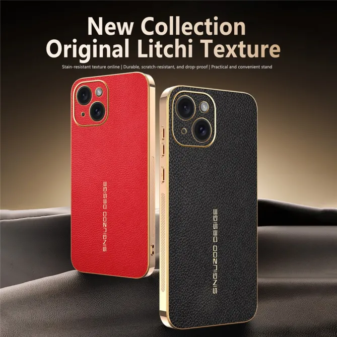 Coque iPhone 15 effet cuir grainé anti-rayures
