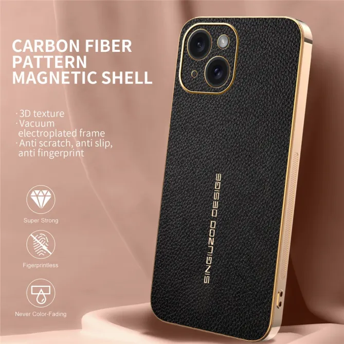 Coque iPhone 15 effet cuir grainé anti-rayures