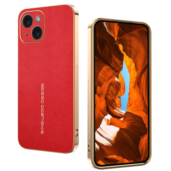 Coque iPhone 15 effet cuir grainé anti-rayures