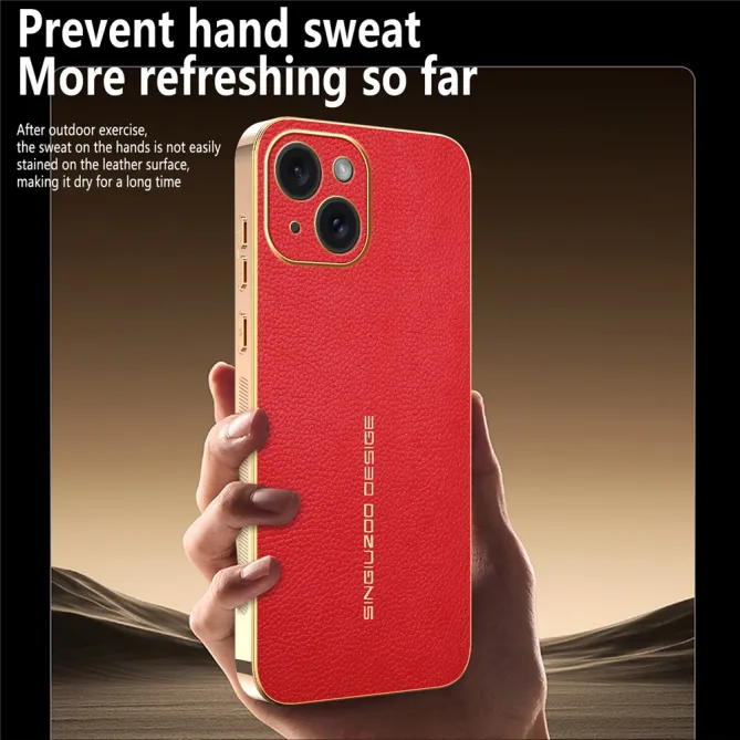 Coque iPhone 15 effet cuir grainé anti-rayures
