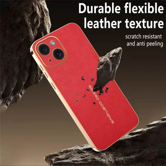 Coque iPhone 15 effet cuir grainé anti-rayures