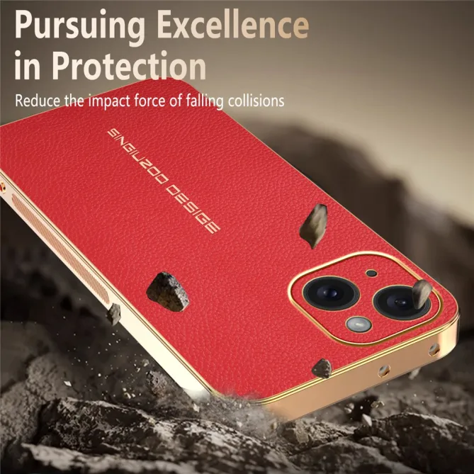 Coque iPhone 15 effet cuir grainé anti-rayures