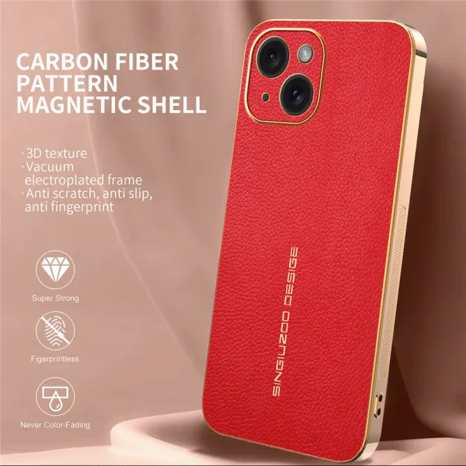Coque iPhone 15 effet cuir grainé anti-rayures