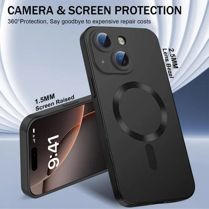 Coque iPhone 15 magnétique ultra fine avec protection caméra