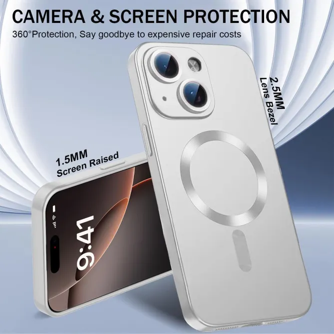 Coque iPhone 15 magnétique ultra fine avec protection caméra