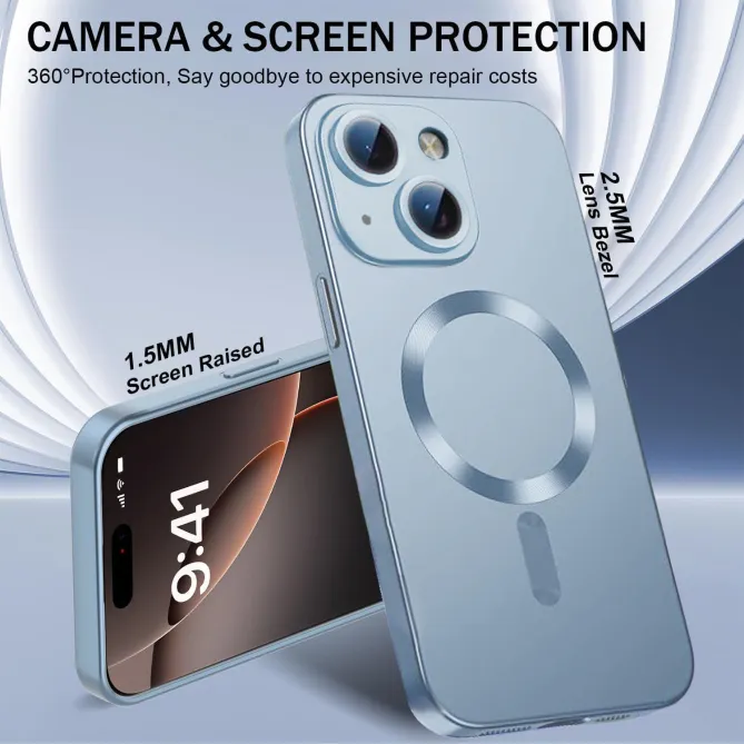 Coque iPhone 15 magnétique ultra fine avec protection caméra