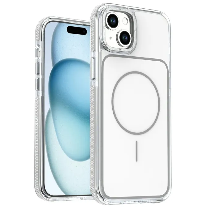 Coque iPhone 15 magnétique renforcée à contours transparents