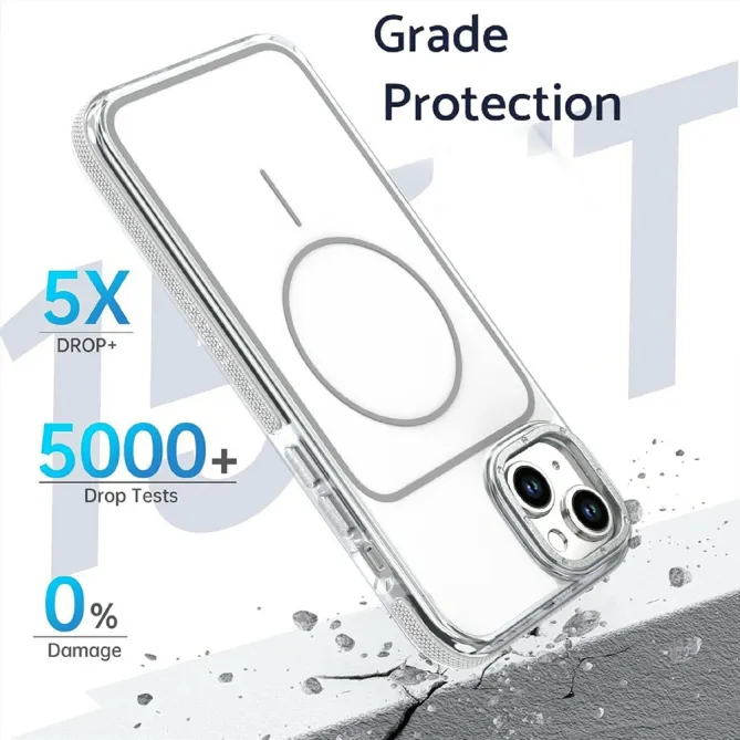 Coque iPhone 15 magnétique renforcée à contours transparents