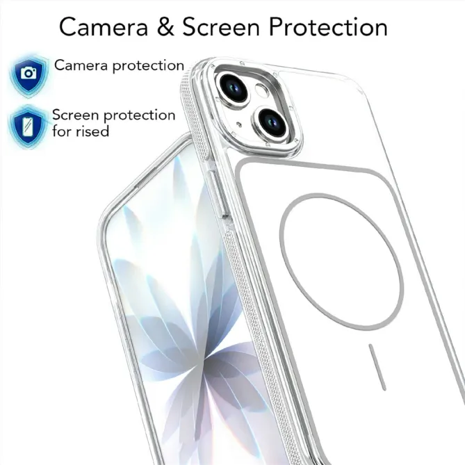 Coque iPhone 15 magnétique renforcée à contours transparents