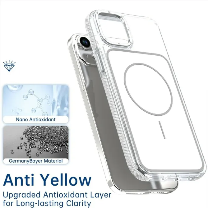 Coque iPhone 15 magnétique renforcée à contours transparents